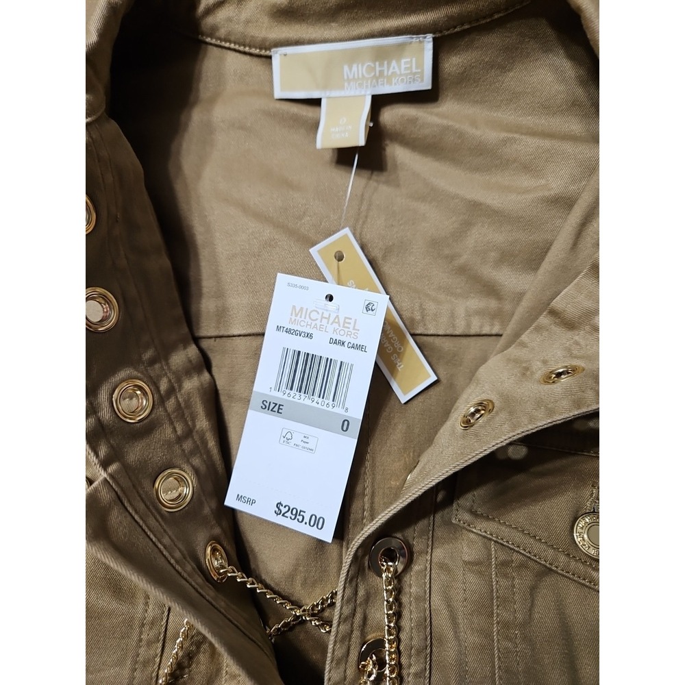 Michael Kors Chain Lace-Up Mini Dress In Dark Camel Size 0 - Picture 14 of 15